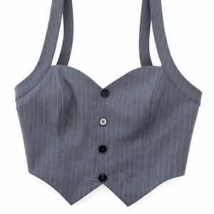 NWT! 🧡La Hearts Pacsun Gray Striped Bustier halter open back tie